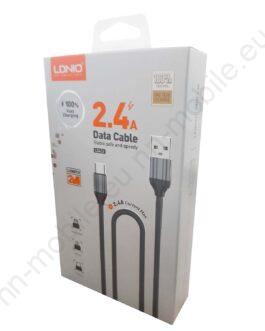 Дълъг 2М LDNIO LS432 2.4A Type C USB кабел за зареждане и пренос на данни